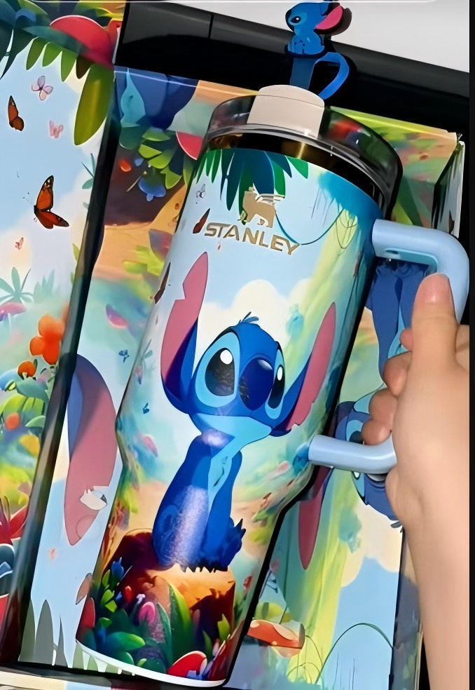 🔥40OZ Stitch Insulated Tumbler Gift Box  Include Straw and Topper